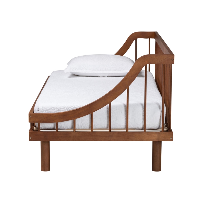 Pemberly Row Mid-Century Modern Walnut Wood Twin Daybed with Slats
