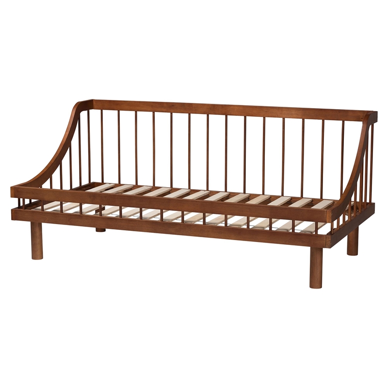 Pemberly Row Mid-Century Modern Walnut Wood Twin Daybed with Slats