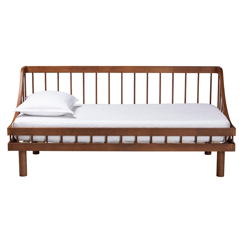 Pemberly Row Mid-Century Modern Walnut Wood Twin Daybed with Slats