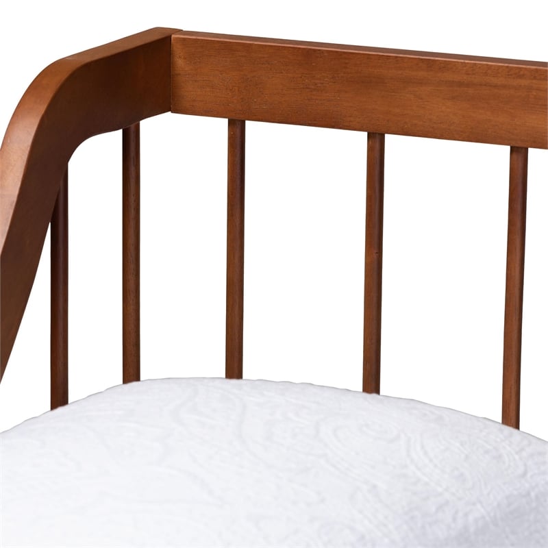 Pemberly Row Mid-Century Modern Walnut Wood Twin Daybed with Slats