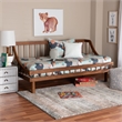Pemberly Row Mid-Century Modern Walnut Wood Twin Daybed with Slats