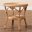 Pemberly Row Bohemian Natural Rattan Coffee Table with Shelf