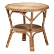 Pemberly Row Bohemian Natural Rattan Coffee Table with Shelf