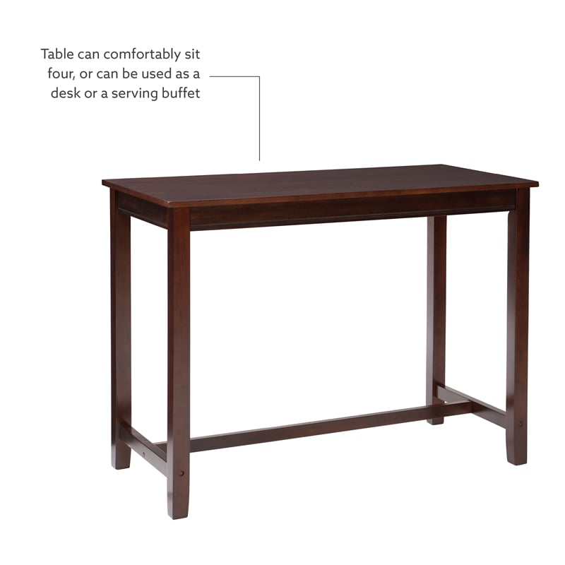 Pemberly Row 3-Piece Bar Dining Set with Faux Leather Seats in Brown Wood