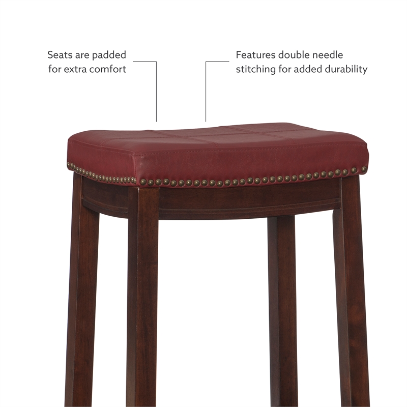 Pemberly Row 3-Piece Bar Dining Set with Faux Leather Seats in Brown Wood