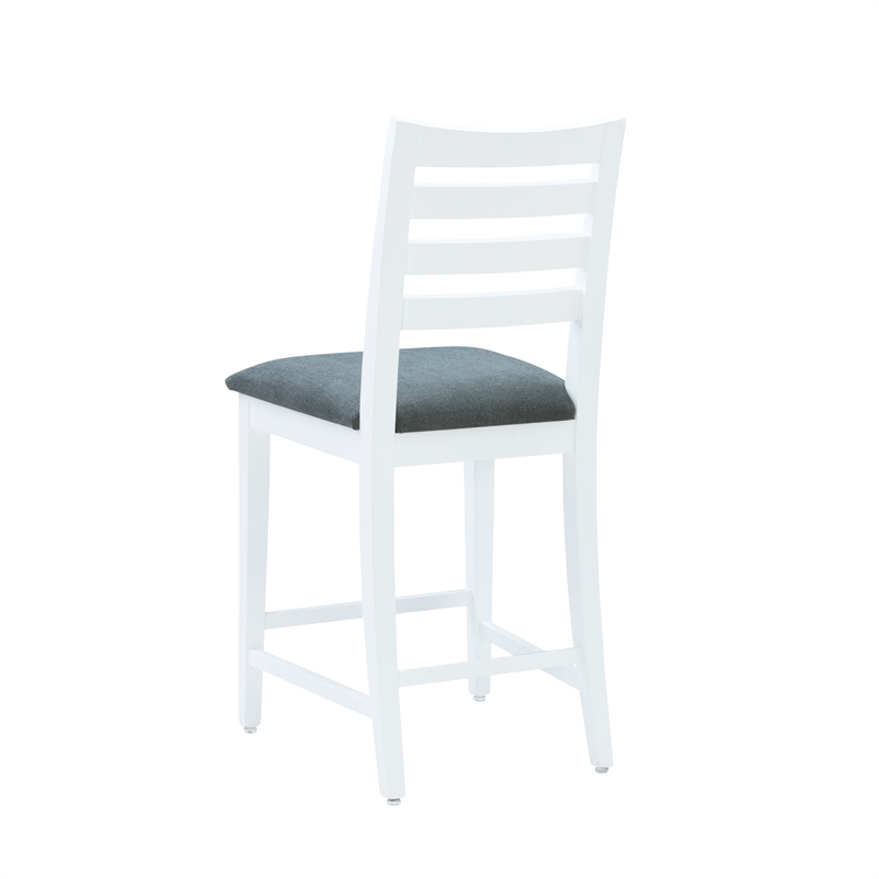Pemberly Row Set of 2 White Beechwood Counter Stools with Upholstered Seats