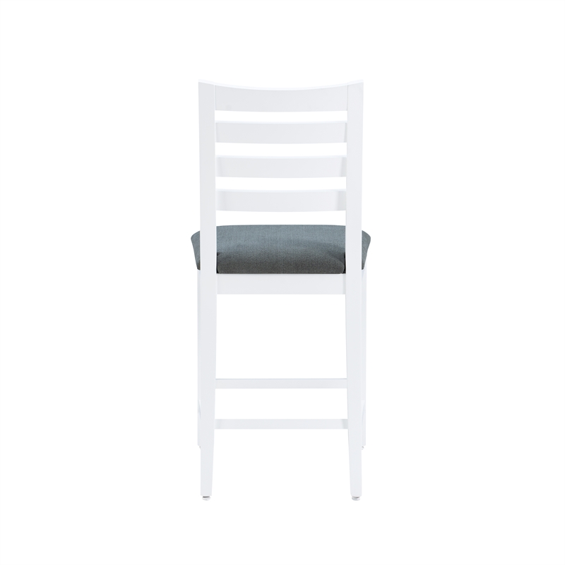 Pemberly Row Set of 2 White Beechwood Counter Stools with Upholstered Seats