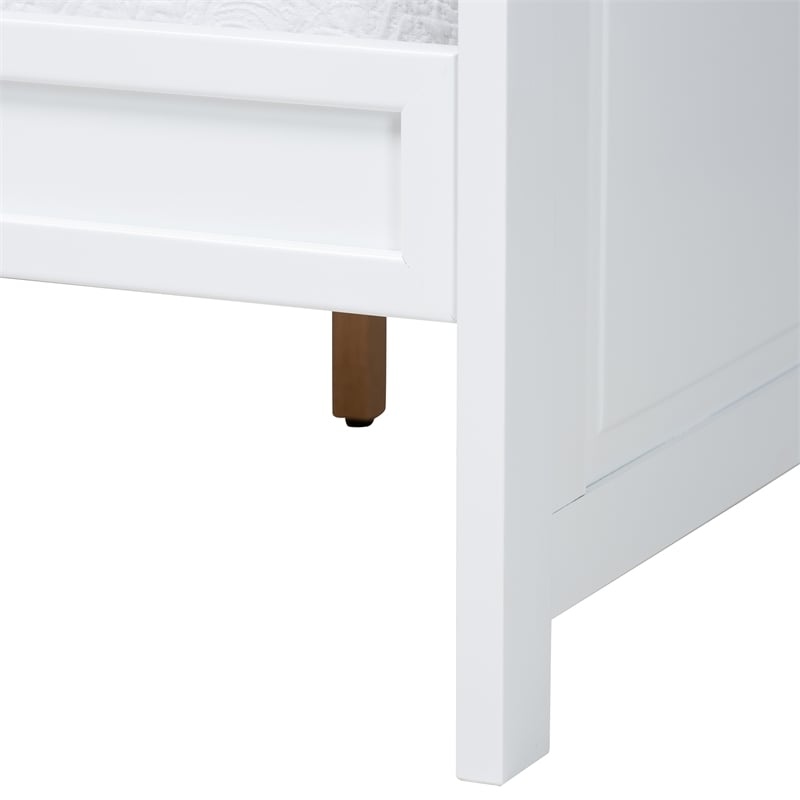 Pemberly Row White Traditional Rubberwood Twin Daybed with Inset Panels