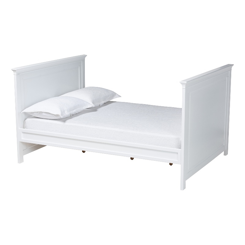 Pemberly Row White Traditional Rubberwood Twin Daybed with Inset Panels