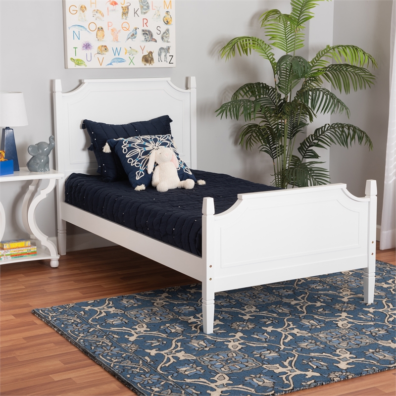 Pemberly Row Mariana White Full Size Platform Rubberwood Bed