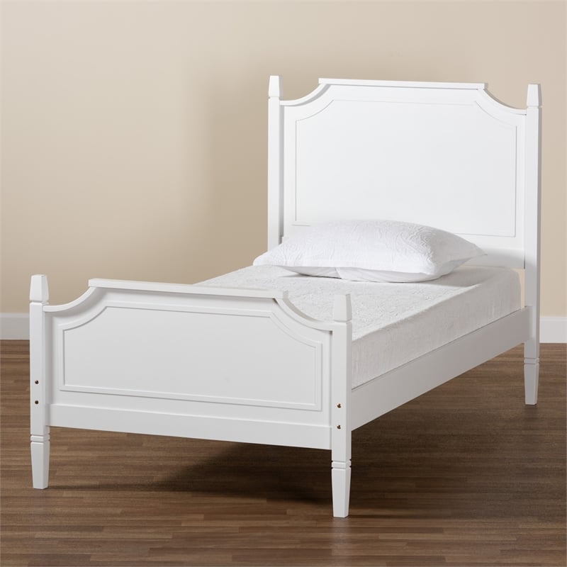 Pemberly Row Mariana White Full Size Platform Rubberwood Bed
