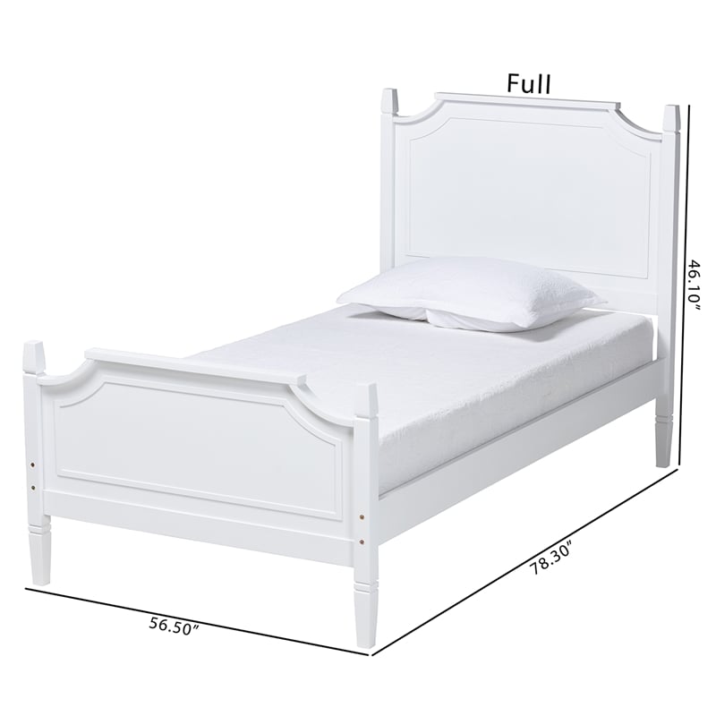 Pemberly Row Mariana White Full Size Platform Rubberwood Bed