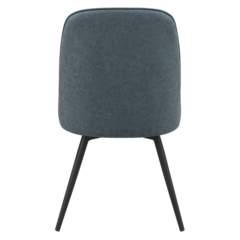 Pemberly Row Martel Faux Leather Swivel Chair with Black Legs in Navy