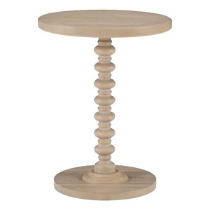 Pemberly Row Round Spindle Side Table in Natural Finished Rubberwood