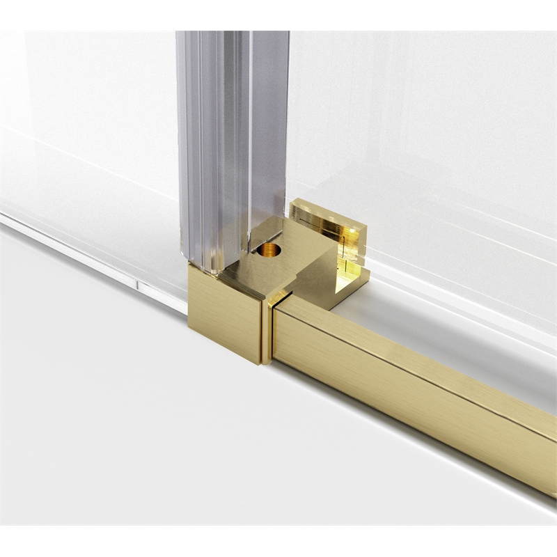 Pemberly Row Frameless Stainless Steel Tub Door in Brushed Gold