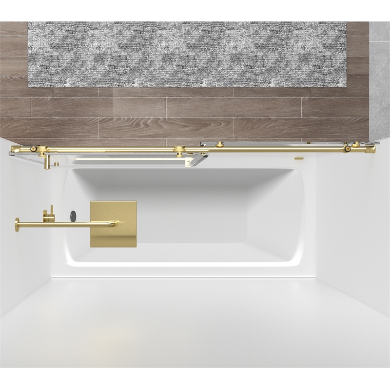 Pemberly Row Frameless Stainless Steel Tub Door in Brushed Gold