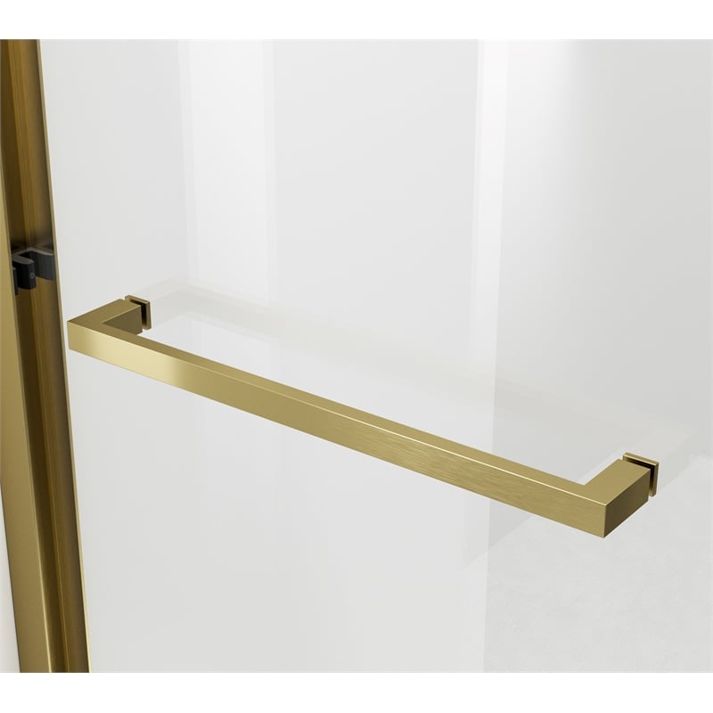 Pemberly Row Semi-Frameless Aluminum Tub Door in Gold with Double Slides