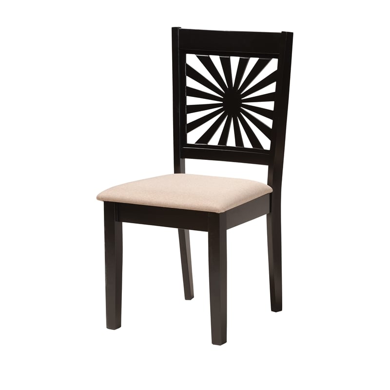 Pemberly Row Olympia 6-Piece Wood Dining Set in Beige and Espresso Brown