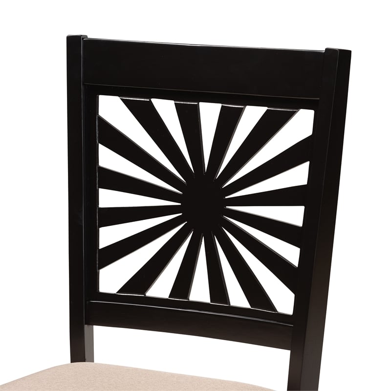 Pemberly Row Olympia 6-Piece Wood Dining Set in Beige and Espresso Brown