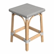 Pemberly Row Square Backless Rattan 24 in Counter Stool in Gray and White