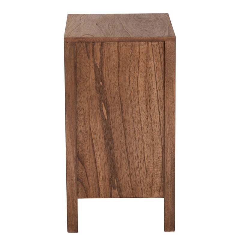 Pemberly Row Walnut Brown Bayur Wood Nightstand with Rope Webbing
