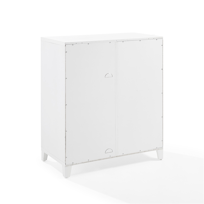 Pemberly Row Glass Door Kitchen Pantry Cabinet in White Engineered Wood