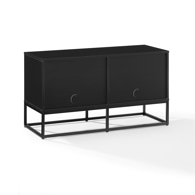 Pemberly Row Wood and Steel Modern TV Stand in Black for TVs Up to 43 in