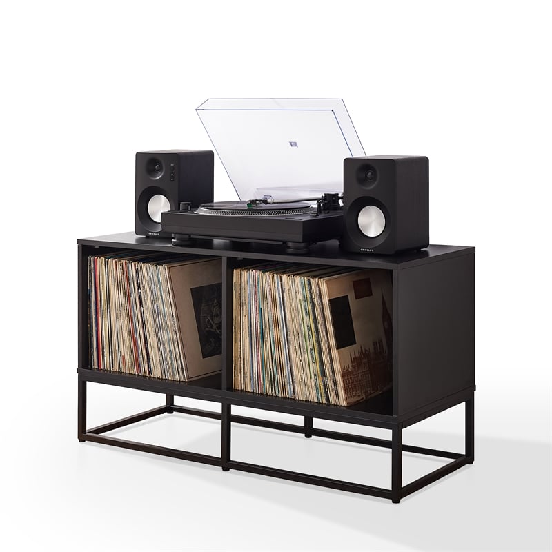 Pemberly Row Wood and Steel Modern TV Stand in Black for TVs Up to 43 in