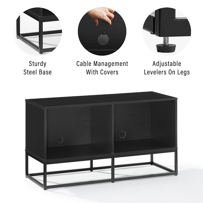 Pemberly Row Wood and Steel Modern TV Stand in Black for TVs Up to 43 in