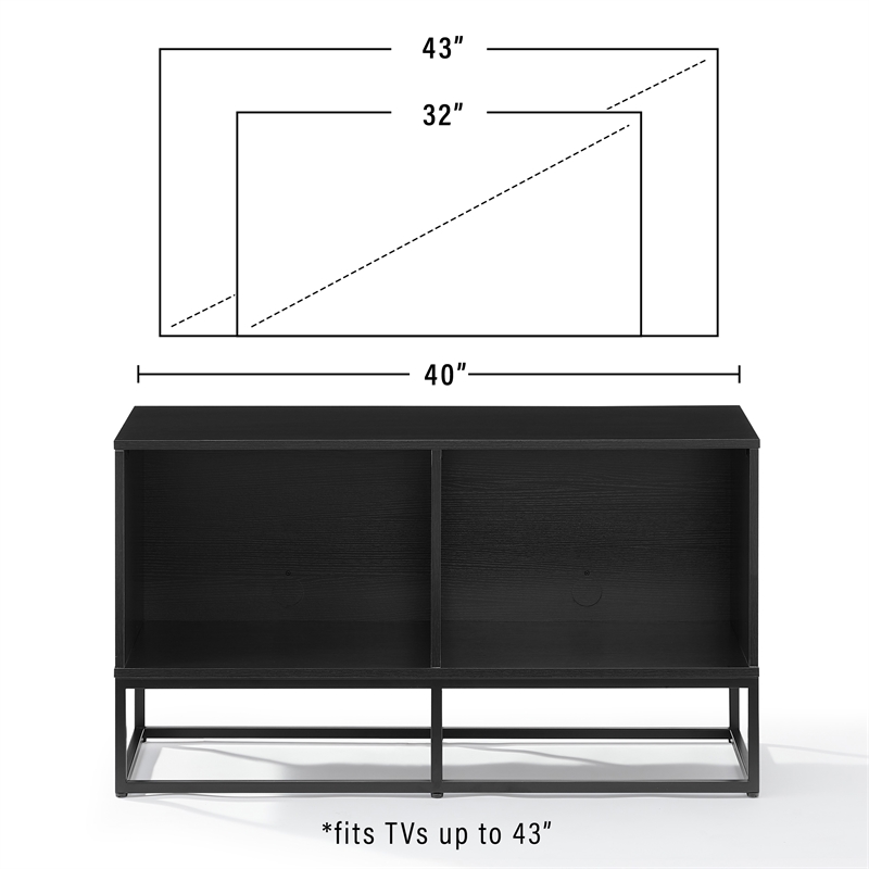 Pemberly Row Wood and Steel Modern TV Stand in Black for TVs Up to 43 in