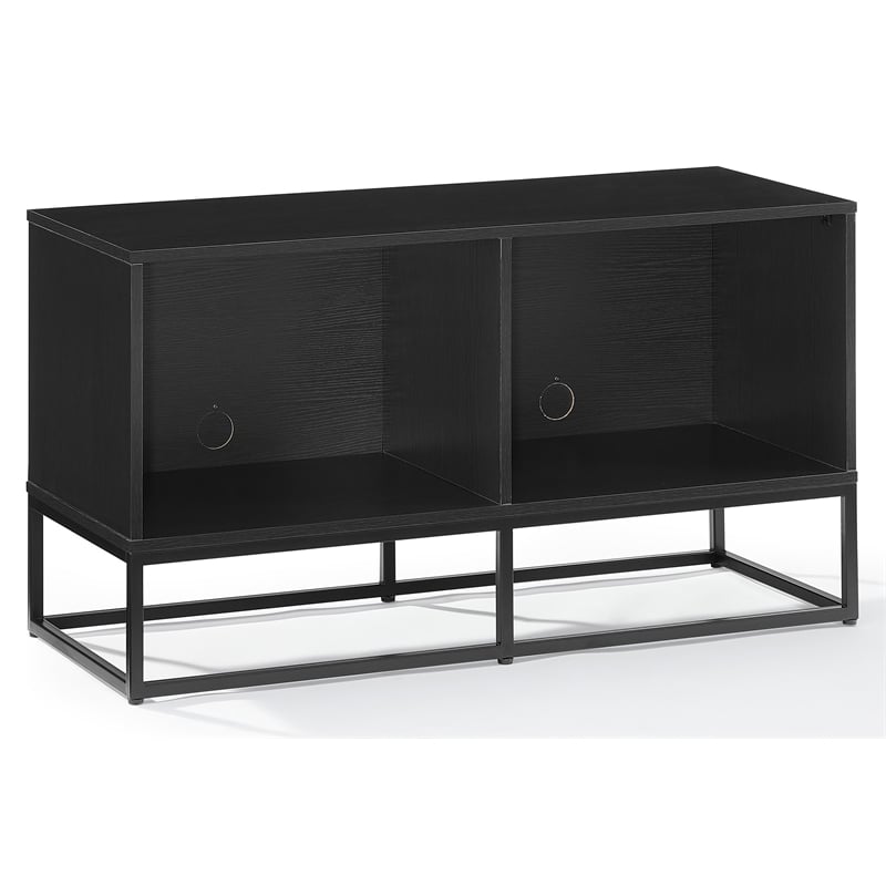 Pemberly Row Wood and Steel Modern TV Stand in Black for TVs Up to 43 in