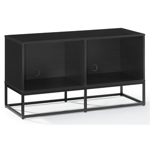 Pemberly Row Wood and Steel Modern TV Stand in Black for TVs Up to 43 in