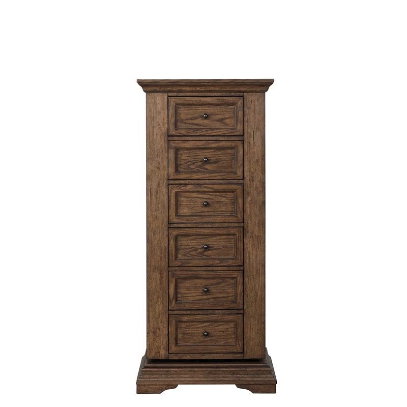Pemberly Row Swivel Lingerie Chest with Mirror in Walnut Wood Finish
