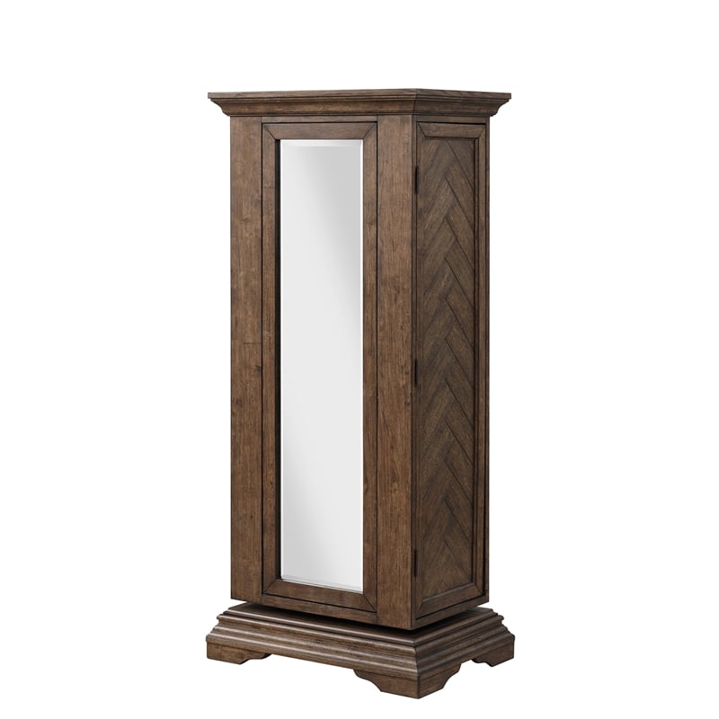 Pemberly Row Swivel Lingerie Chest with Mirror in Walnut Wood Finish
