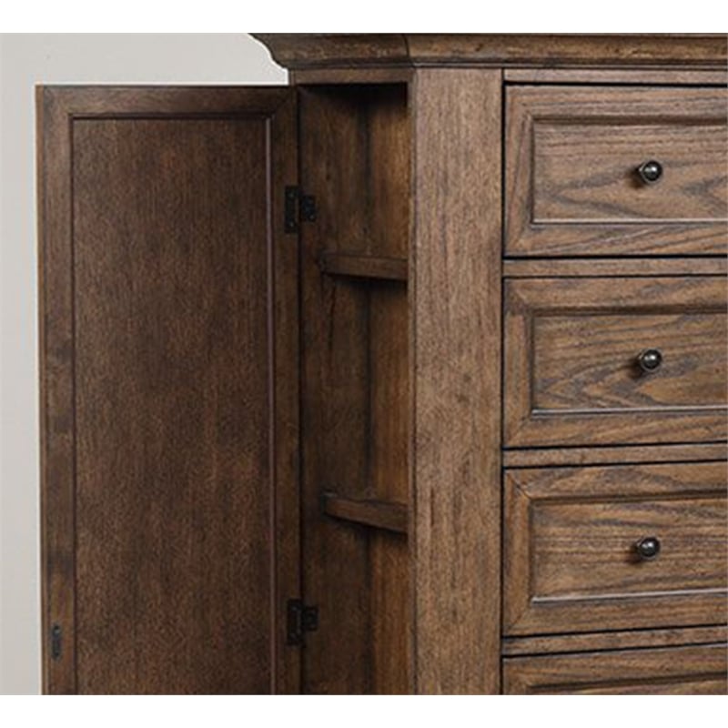 Pemberly Row Swivel Lingerie Chest with Mirror in Walnut Wood Finish