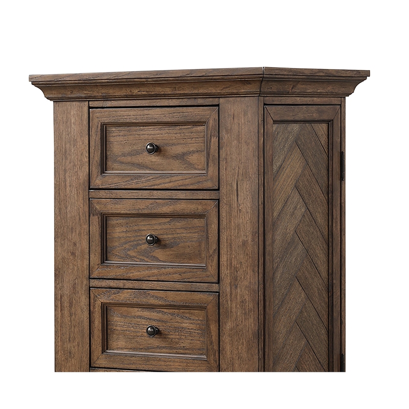 Pemberly Row Swivel Lingerie Chest with Mirror in Walnut Wood Finish