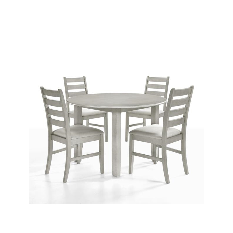 Pemberly Row 5-Piece Round Wood Dining Set with 4 Chairs in Driftwood