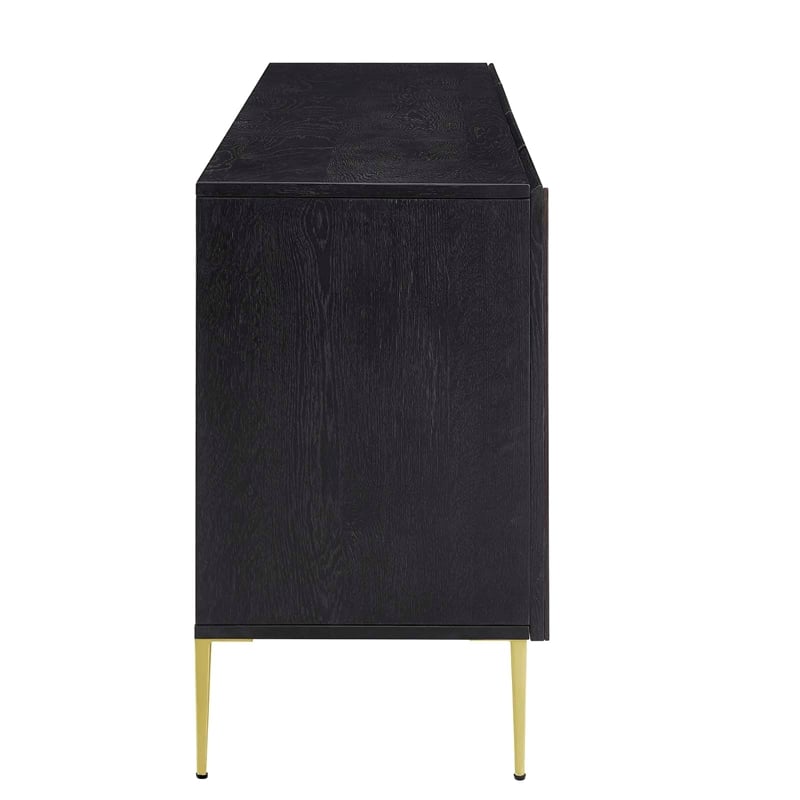 Pemberly Row Wood & Metal Mid-Century Sideboard in Black & Gold