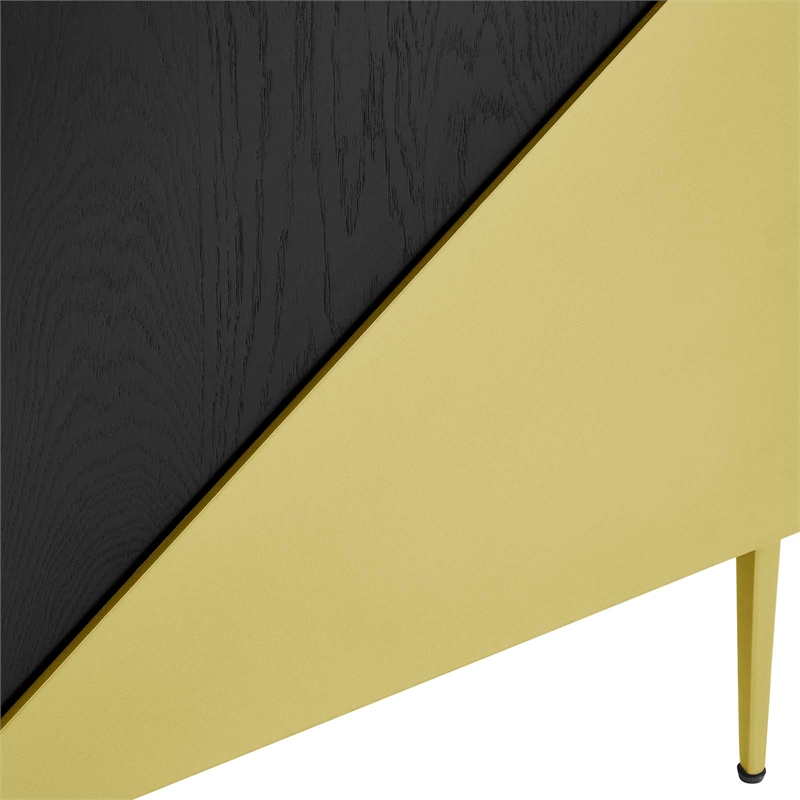 Pemberly Row Wood & Metal Mid-Century Sideboard in Black & Gold