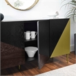 Pemberly Row Wood & Metal Mid-Century Sideboard in Black & Gold