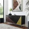 Pemberly Row Wood & Metal Mid-Century Sideboard in Black & Gold