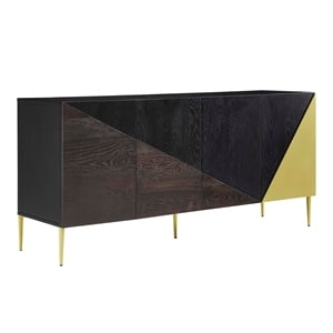 Pemberly Row Wood & Metal Mid-Century Sideboard in Black & Gold