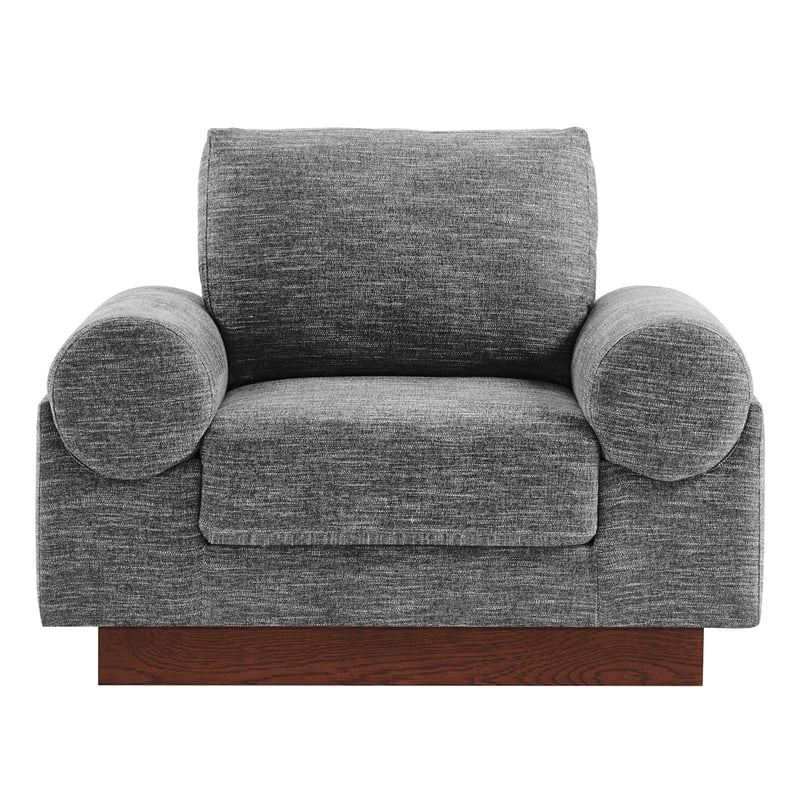 Pemberly Row Upholstered Armchair with Bolster Armrests in Gray