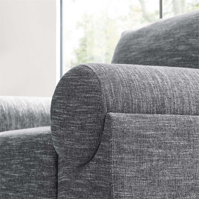 Pemberly Row Upholstered Armchair with Bolster Armrests in Gray