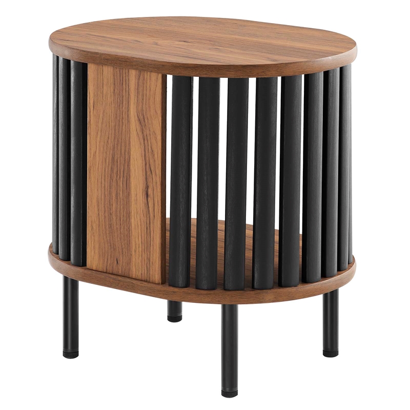 Pemberly Row Wood Side Table with Open Center Storage in Walnut
