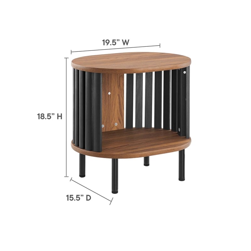 Pemberly Row Wood Side Table with Open Center Storage in Walnut