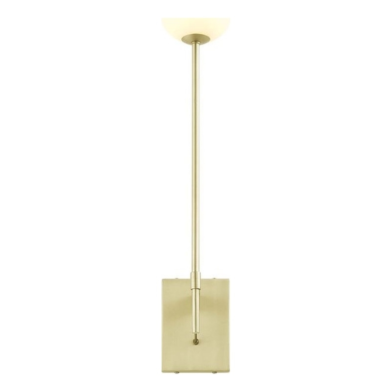 Pemberly Row Metal Wall Sconce with Opal White Glass in Satin Brass