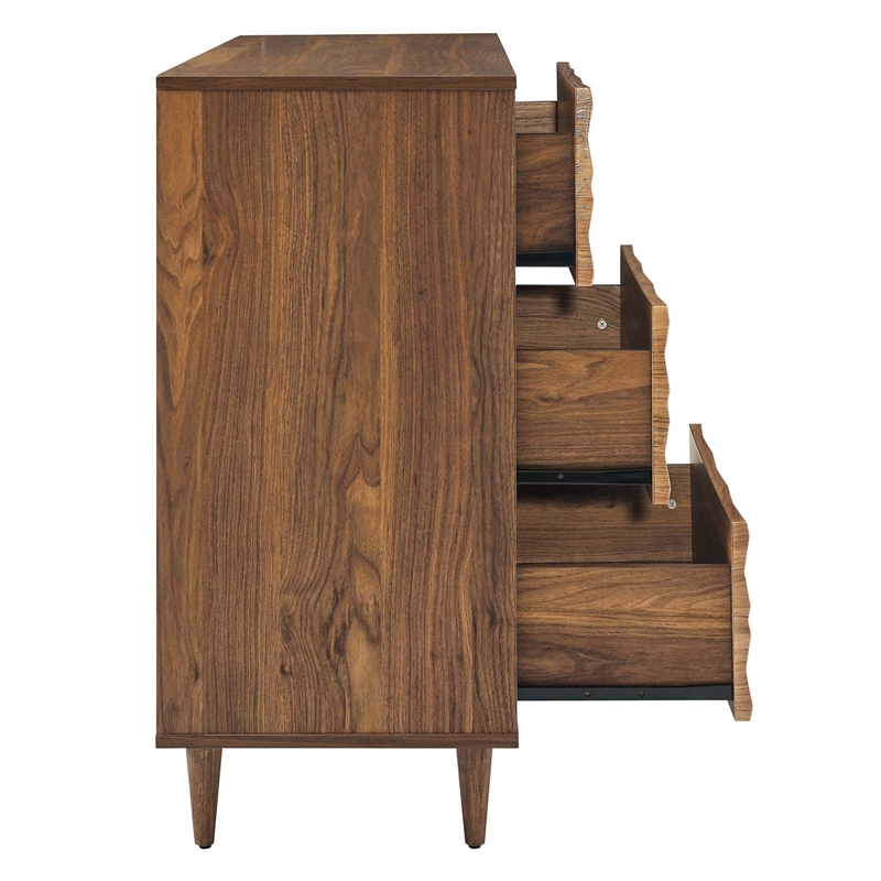Pemberly Row Mindi Wood 6-Drawer Bedroom Dresser in Walnut