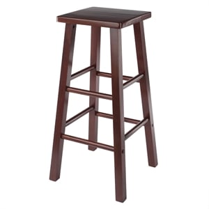 Pemberly Row 29&quot Transitional Solid Wood Bar Stool in Walnut