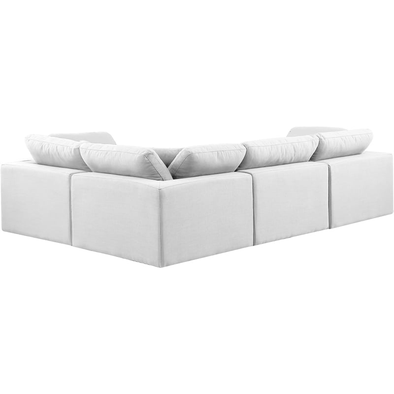 Pemberly Row White Linen Fabric 4-Piece Modular Sectional